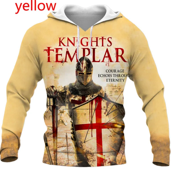 

Harajuku Retro Fashion Knights Templar Hoodies 3D Printed Hoodie Casual Men Women Hooded Pullovers