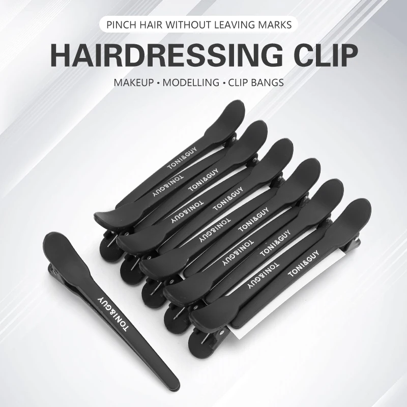 12pcs Hairdressing Hair Clip Salon  Alligator Hair Clips Plastic Black Non-Slip Clamps Salon Hair Care Styling Tools