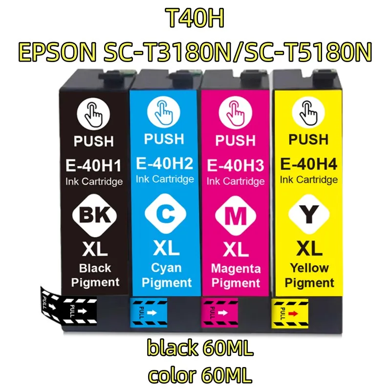 T40D T40H T40V ((ink cartridges for E-40D XL Compatible for EPSON SC-T3100/SC-T5100 4PCS (BK CM Y))