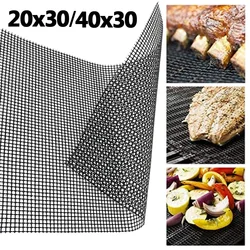 Non-Stick BBQ Grid Pad High Temperature Resistant Barbecue Mesh Reusable Easily Cleaned Cooking Pads Baking Grill Tool 40x30cm