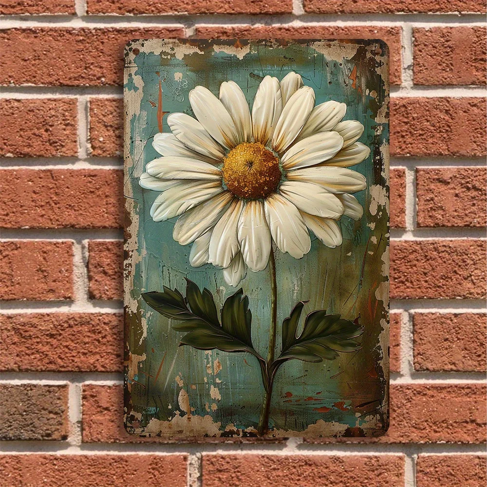 1PC Charmant White Daisy Metal Iron Sign - Perfect voor Home Bar, Cafe of Living Room Decor - Duurzaam Aluminium Wall Art Gift