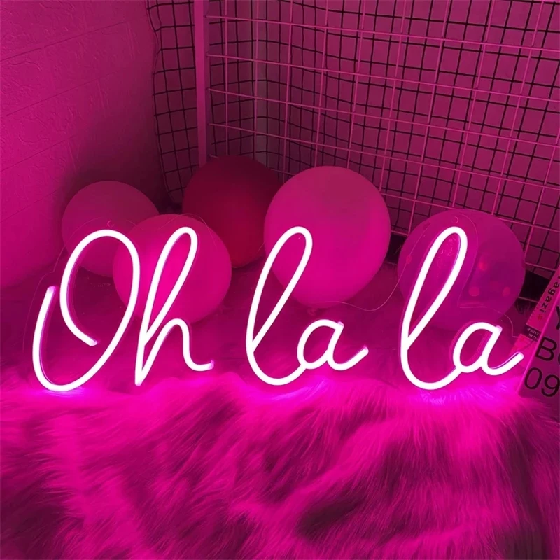 Oh La La Neon Sign Wedding Custom Transparent Acrylic Letter Home Bar Party Club Shop Room Home Bedroom Atmosphere Wall Decor