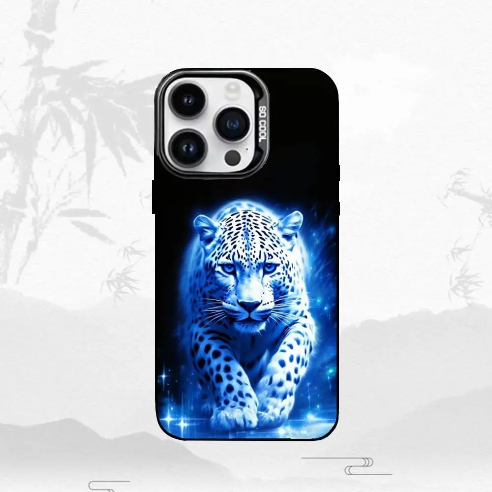 W-Wolf L-Lion Leopard Tiger telefoonhoesje voor iPhone17,16,15,14,13,12,11 Plus, Pro Max zwarte matte schokbestendige hoes
