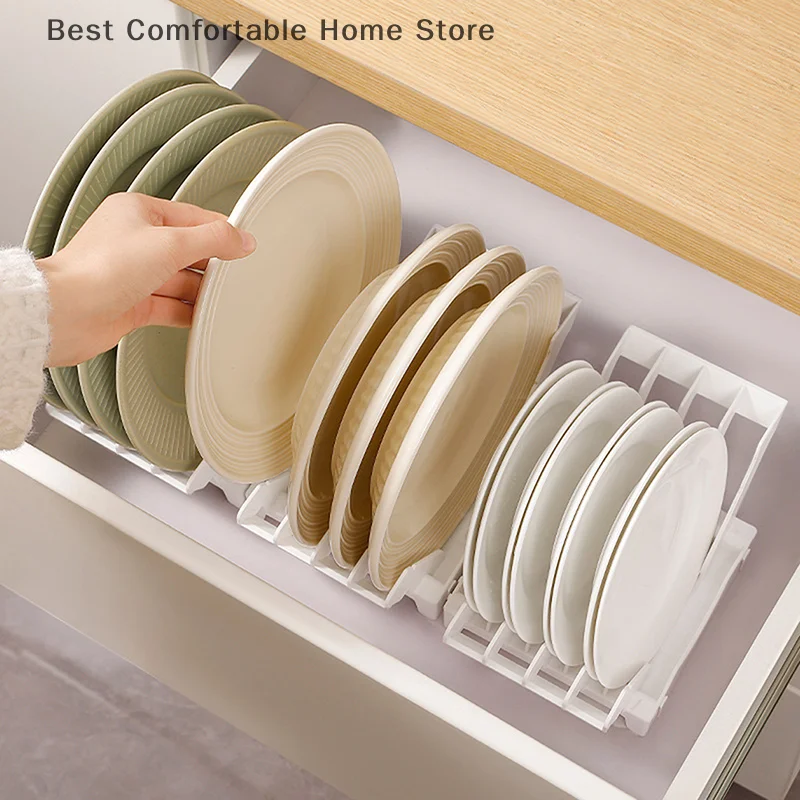 Dish Organizer Rack Upright Draining Cabinet Plate Organizer Plate Dish Drying Rack Kitchen Dishes Stand Vertical Storage Rack
