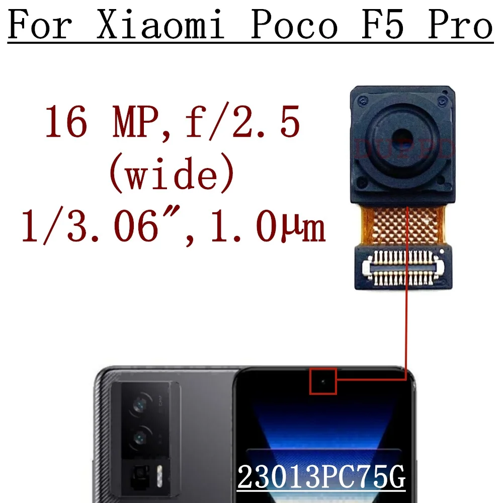 Front Rear Camera For Xiaomi Poco F5 Pro 23013PC75G Back Wide Macro Main Camera Module Flex Cable Repair Spare Parts