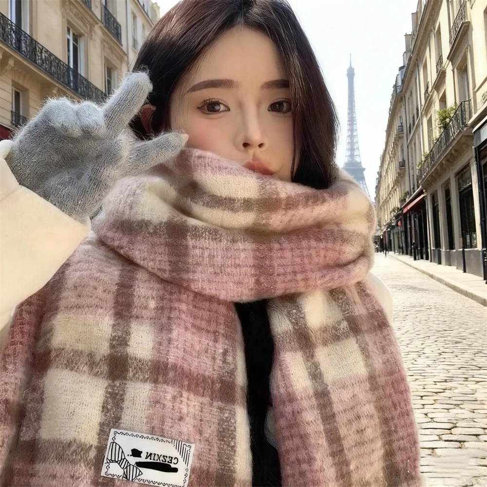 200*50cm Meradela Plaid Schal frauen Herbst Winter Verdickt Imitation Kaschmir Student Warme Paar Schal Große Schal decke