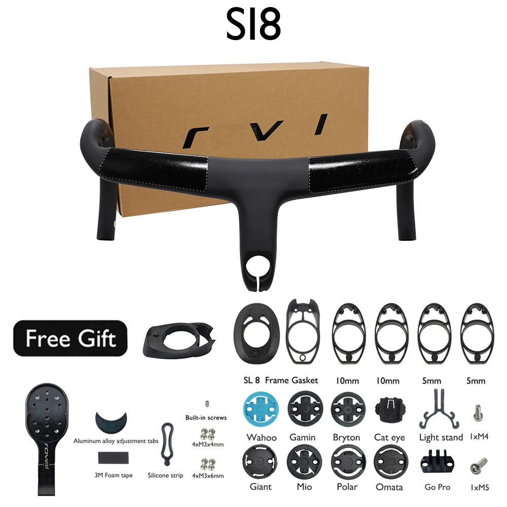 

SL8 Road Integrated Handlebar28.6mm with Custom Airplane Box & Free 8pcs Watch Face Mounts and Spacers Bicycle Handle