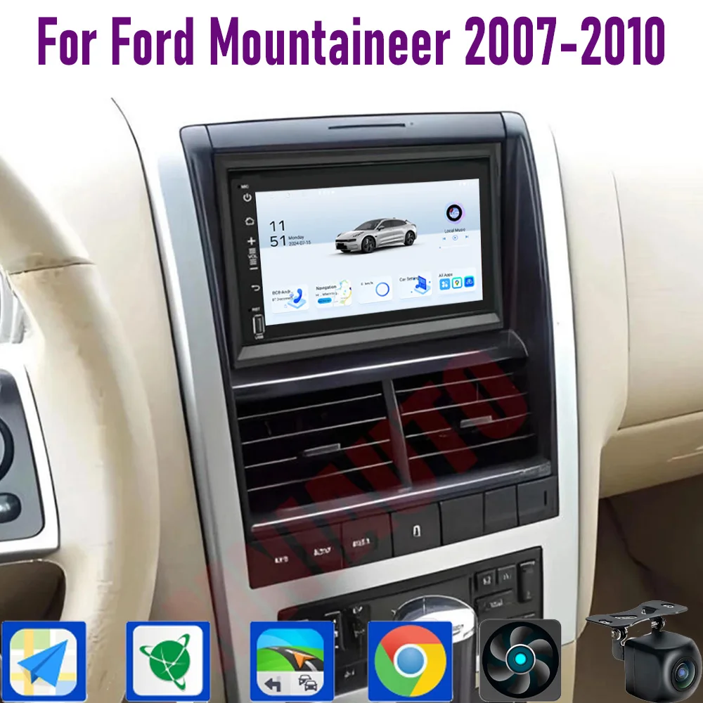 

GPS 7" For Ford Mountaineer 2007-2010 CarPlay Android 15 Car Radio WIFI Multimedia Player Head Unit Google Map Camera 4GB+64GB