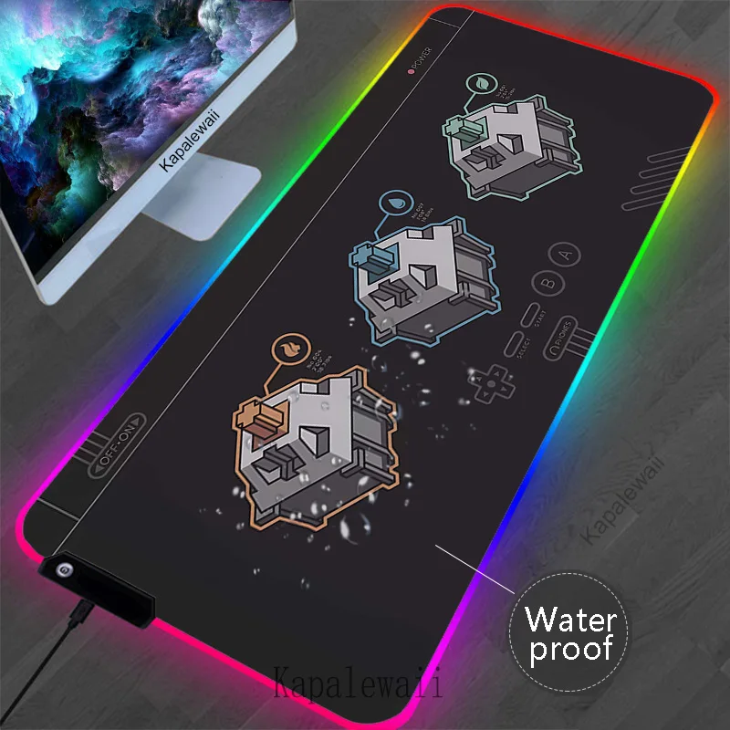 Rgb Switch Gaming Mousepad Led Backlit Grote Muismat Vergrendeling Muismat Gamer Toetsenborden Pads Rubber Waterdichte Bureaumat