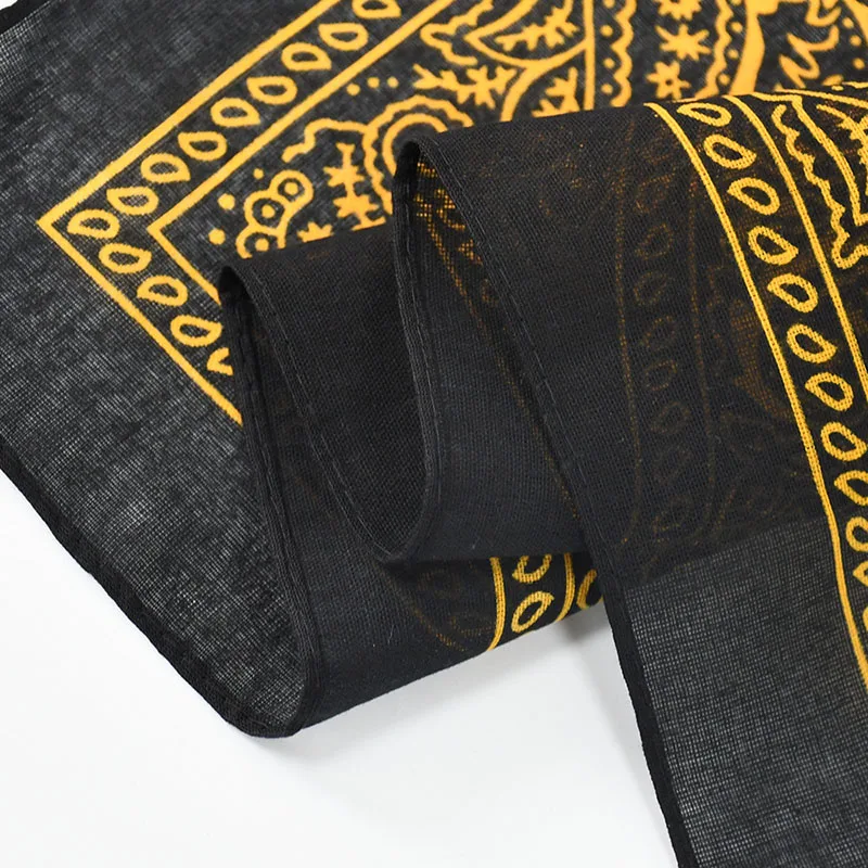 Unisex Preto Hip Hop Bandana, Faixa De Cabelo, Lenço De Pescoço, Paisley Headwear, Pulso De Cabelo, Lenços Quadrados, Lenço De Impressão