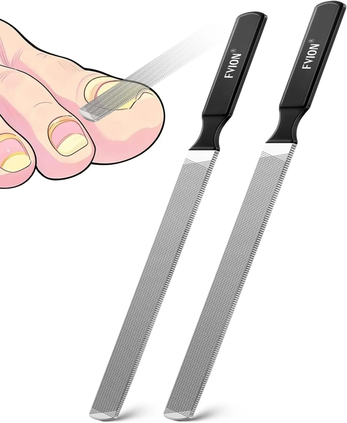 

2 PCS Stainless Steel Long Nail File for Thick Nails, Durable and Efficient for Natural Nails and Pedicure