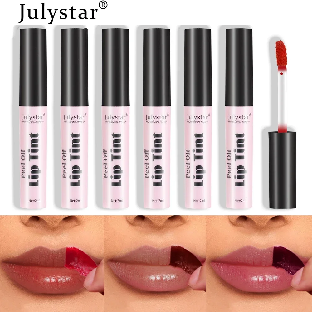 Julystar Peel Off Liquid Lipstick 6 Color Waterproof Lasting Matte Pink Lip Gloss Moisturizer Tear-off Lip Stain Cosmetic Makeup