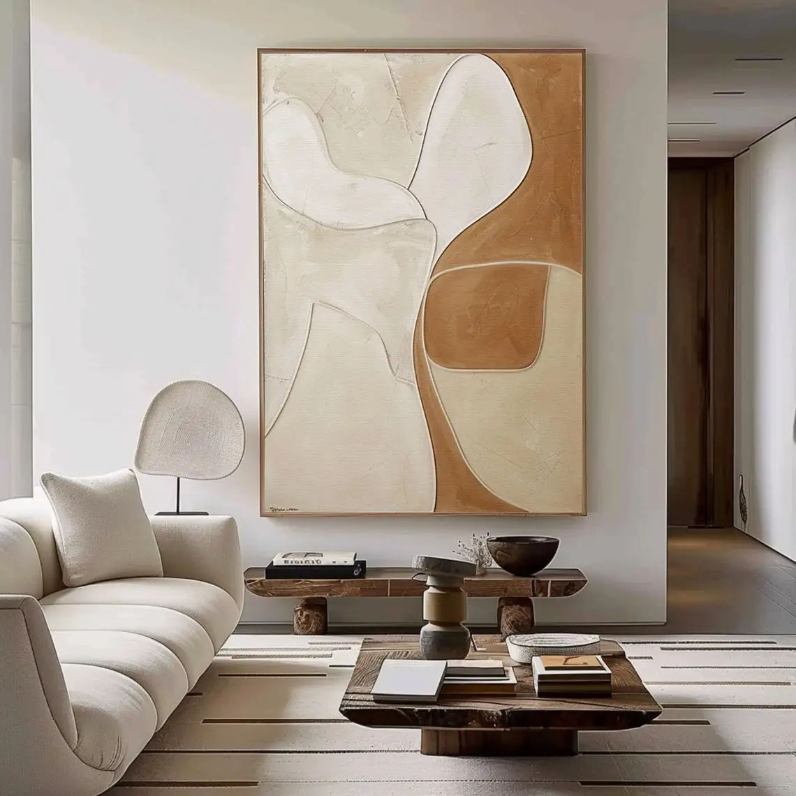 Large Brown And Beige Texture Handmade Oil Painting Canvas 3D Texture Wall Art Large Modern Contemporary Artwork For Living Room