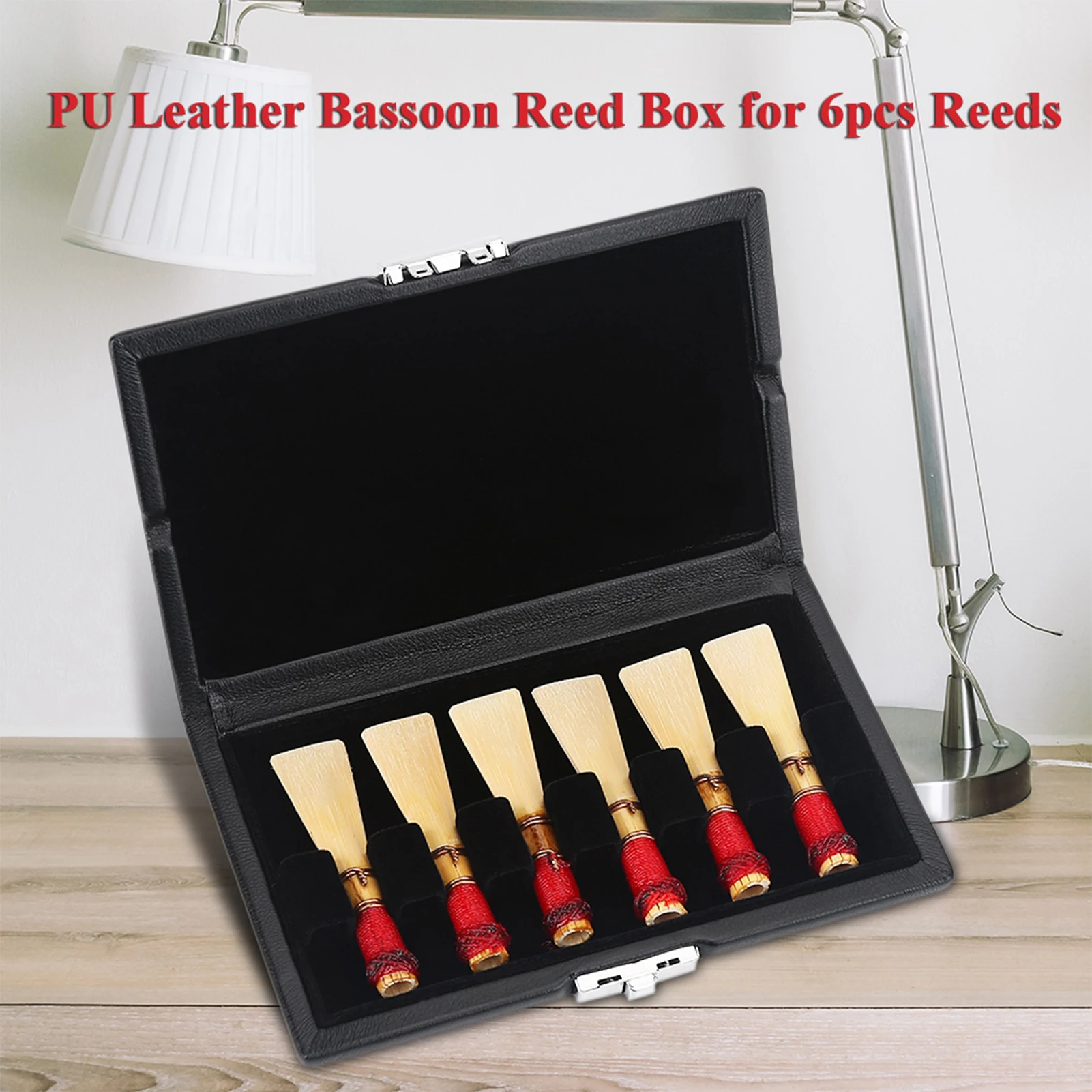 Wooden Bassoon Reeds Case Bassoon Accessory Bassoon Reeds Box Black Bassoon Container Box Case with Slots for Reeds