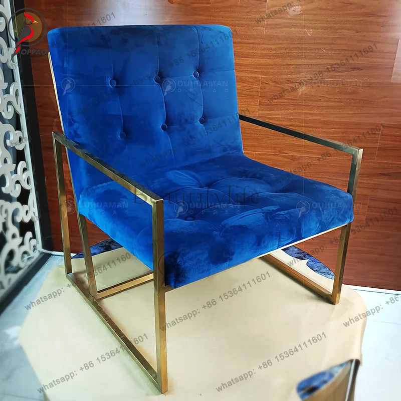 

Light luxury post-modern stainless steel dining chair household villa clubhouse board room leather cloth chair