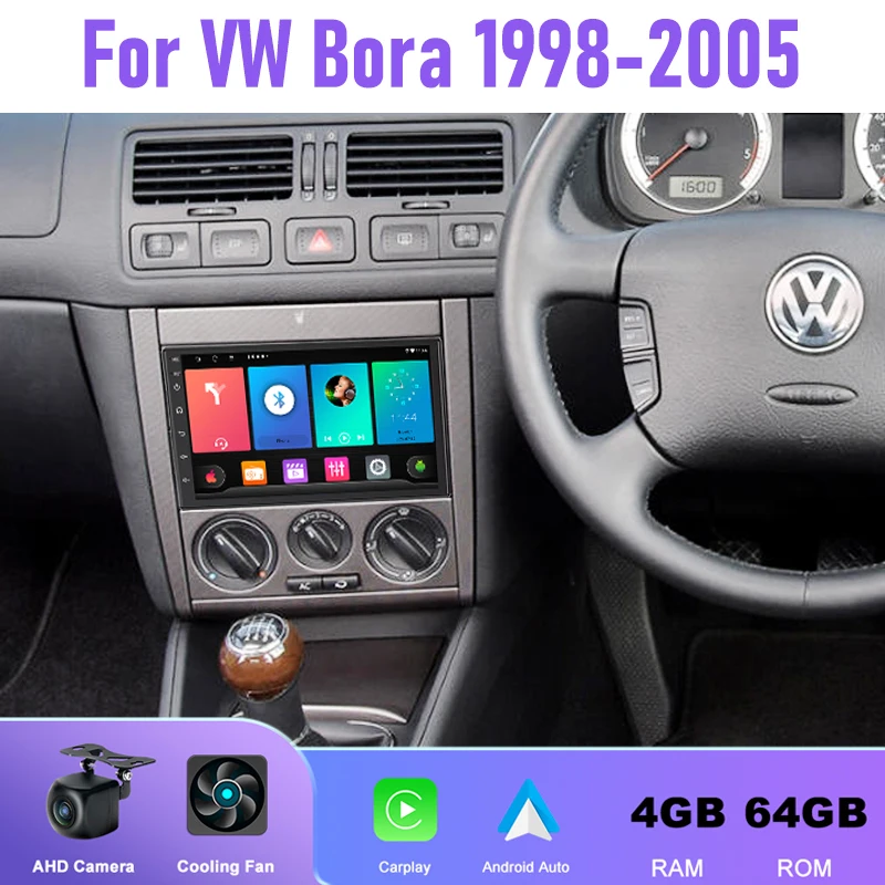 

7'' 4+64GB For VW Bora 1998-2005 Car Radio Android 15 Auto Support Wireless Apple Carplay Stereo Google Map Rear Camera
