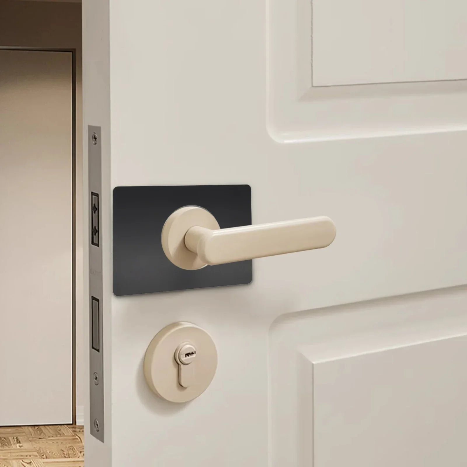 Piastra di bloccaggio a sfera con pomello per porta con catenaccio, piastra in acciaio inossidabile da 2 pezzi per rinforzare le porte, design con angoli arrotondati e lisci