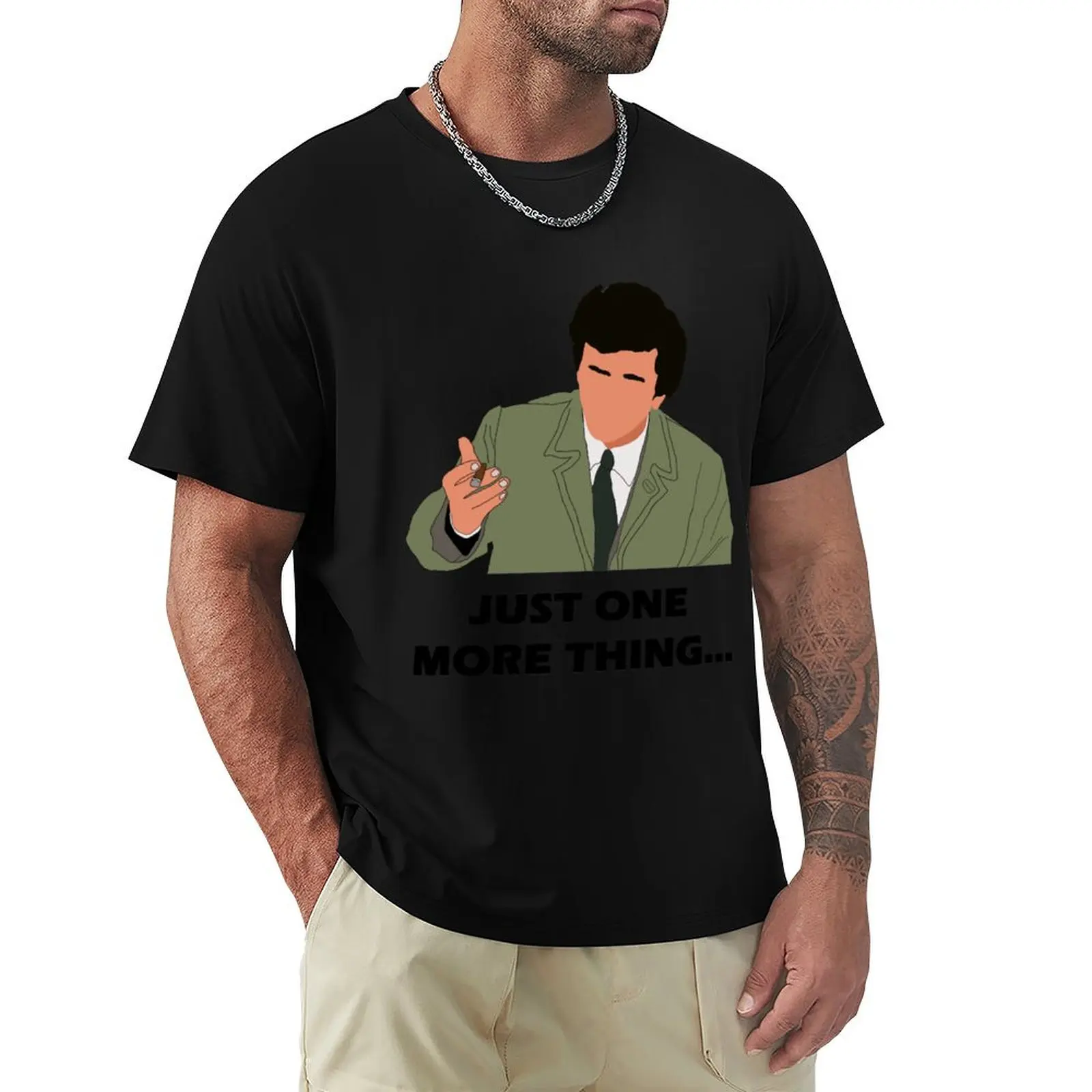 Columbo Just One More Thing (Black) T-Shirt Simple Casual Short Sleeve Cotton T-Shirt