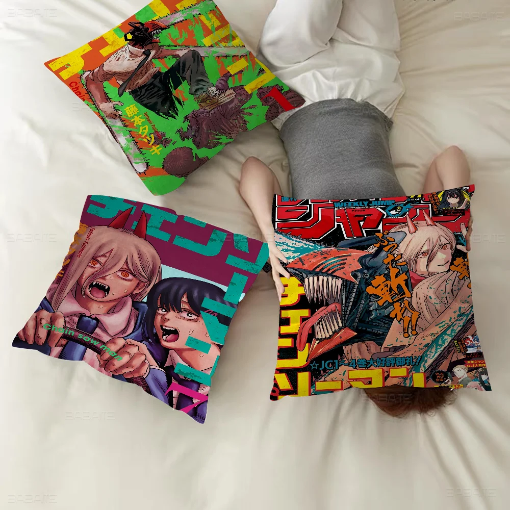 Anime C-Chainsaw Man Pillowcase toon Gift Cushion Cover Bedroom Home Sofa Chair Seat Decor pillow case