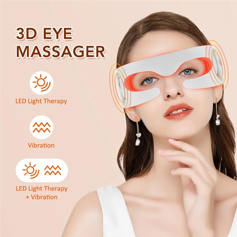 3D Oog Massager Elektrisch Oogzorgapparaat LED Lichttherapie Anti-Aging Vermoeidheid Verlichting Ontspanning Trillingsmassage-A54Q