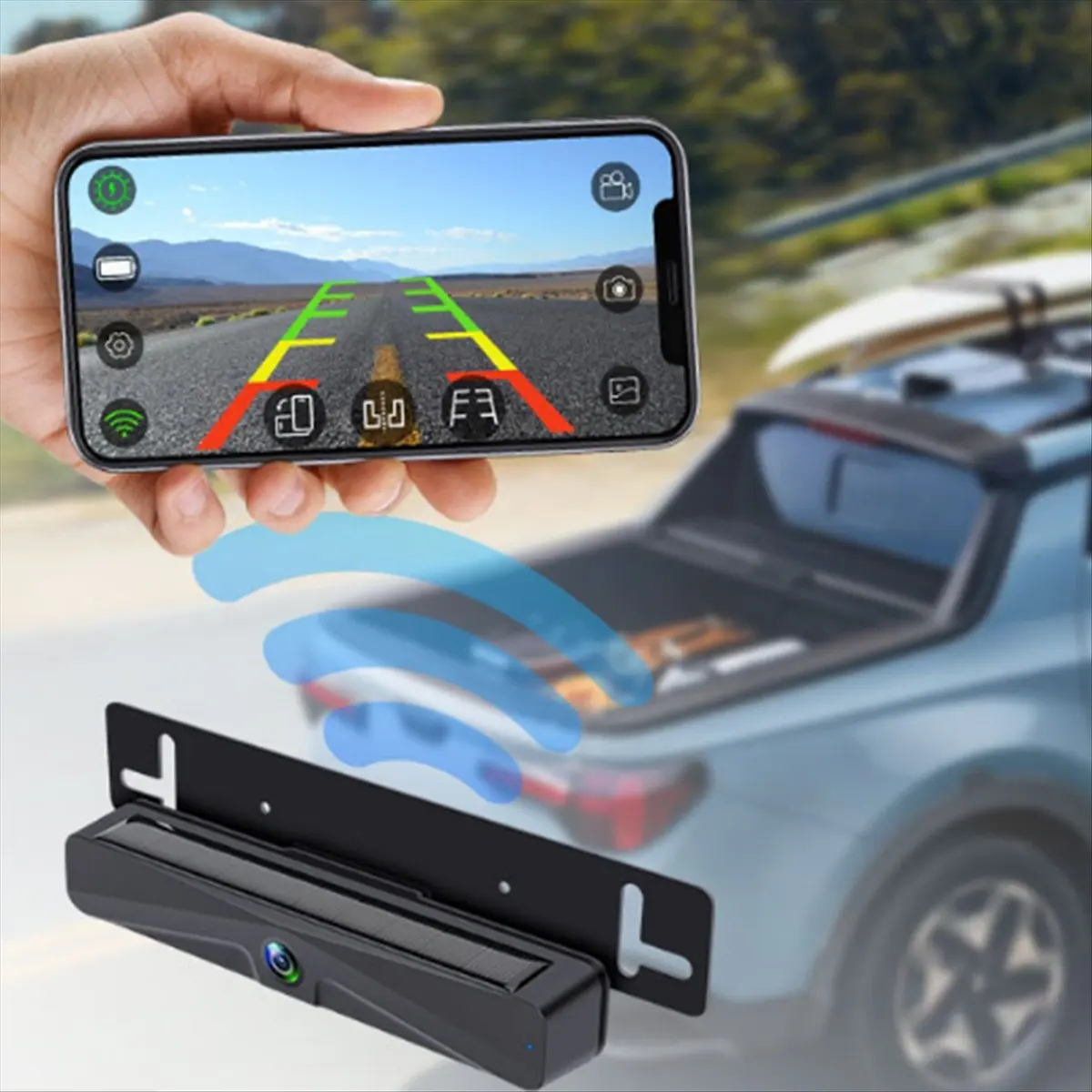 Fits for Car Rear License Camera 1080P Rear View Camera Solar Reversing Camera Wireless Car APP Camera view 4