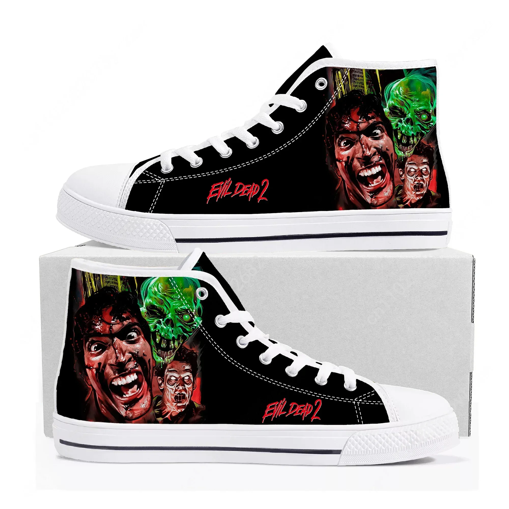 

Кроссовки Evil Dead II High Top высокого качества для мужчин, женщин и подростков, повседневные кеды из канваса с индивидуальными узорами, обувь на заказ