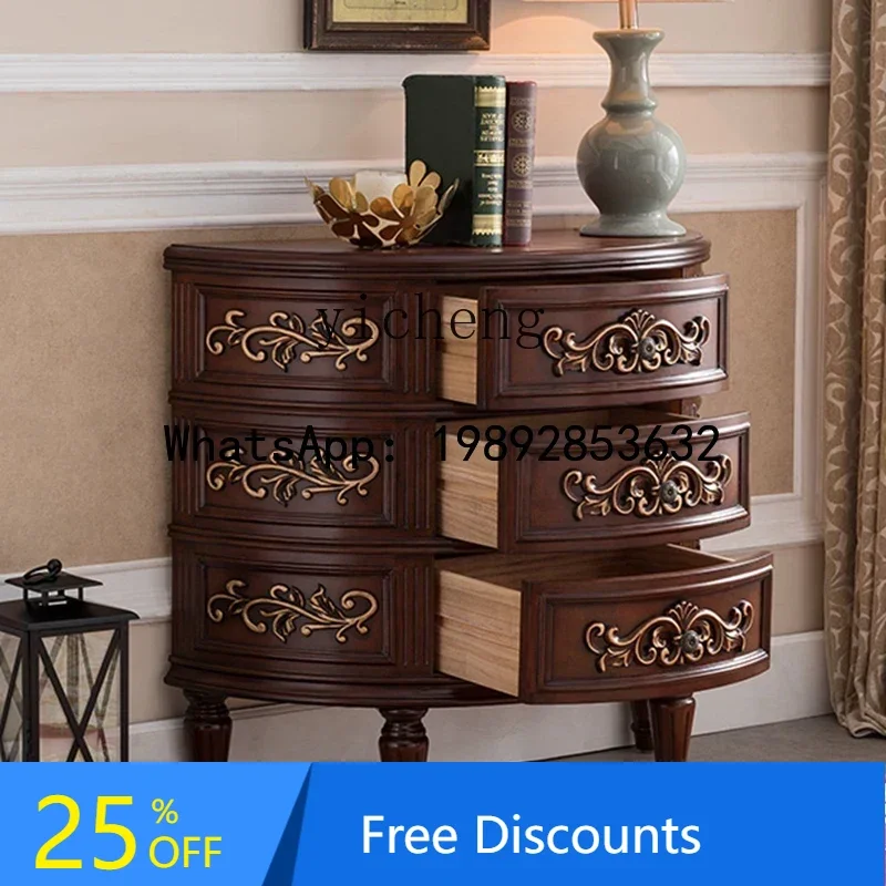 Xuanguantai solid wood curved drawer storage painted bedside table