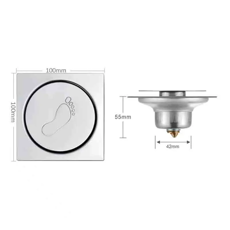 10/12/15CM Press-Type Floor Drain Pedal Bouncing Type Floor Drain Floor Mouned Drain Shower Square Bathroom Cover