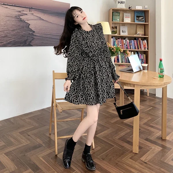 Spring autumn Ruffles Bohe Beach Party Dress Women mini Dresses Casual Full Sleeve slim Floral Print O-neck Woman Mujer Vestidos