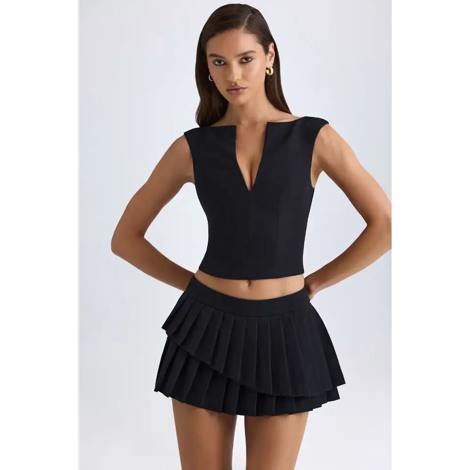 

Designated Skirt Double Sided Casual Sle High Waist Pleated Asymmetrical Lazy Faion Polyester Fabric Young Looking