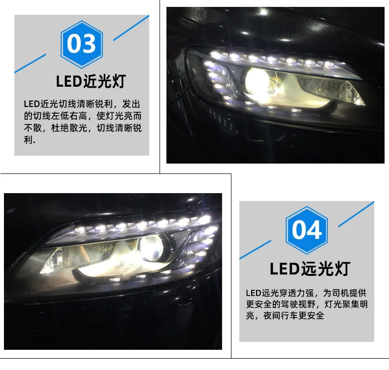 2006~2015y car bupmer Q7 head light for Audi Q7 headlight car accessories LED DRL headlamp for audi Q7 daytime light