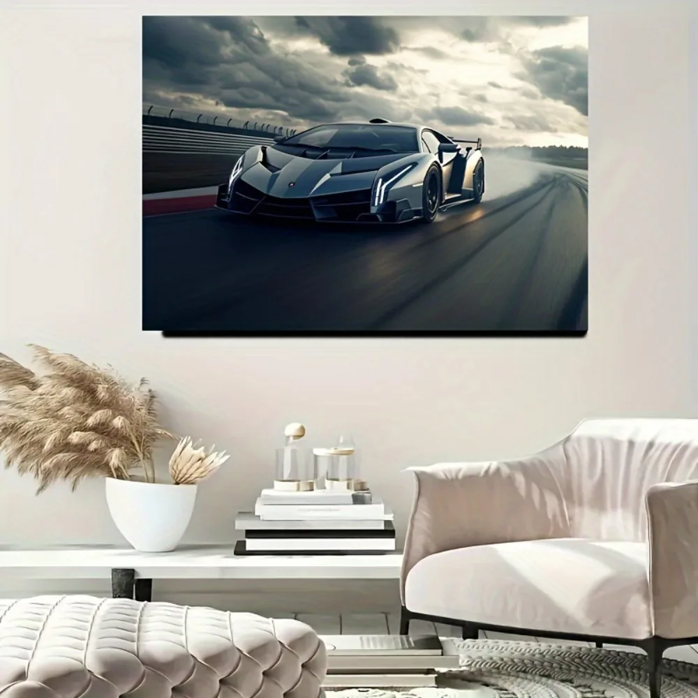 1 supercar canvas poster, fashion sports car painting, canvas mural, art mural, 1.5 inch thick pine solid wood frame