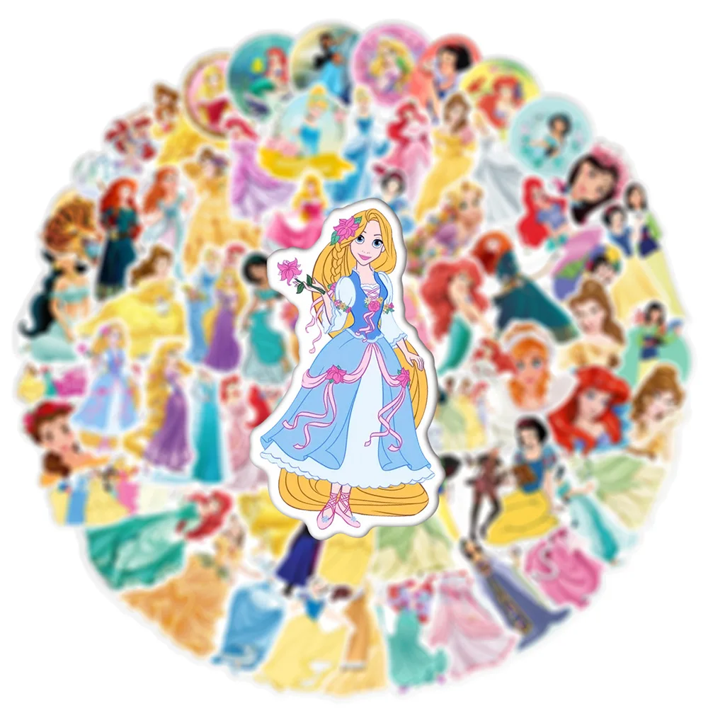 10/30/50/100PCS Mix Disney Princess Anime Graffiti Stickers Snow White Frozen Cartoon Decals Laptop Guitar Phone Kid Sticker Toy