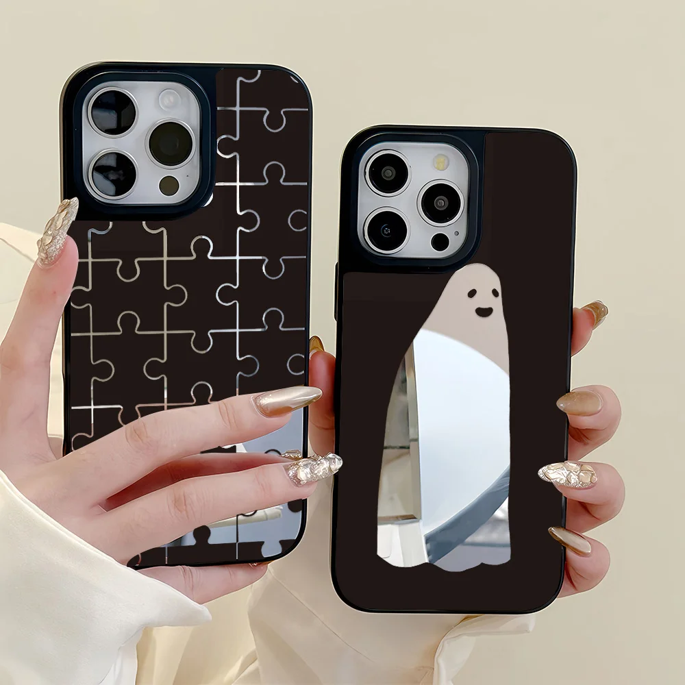 

Cute Cartoon Ghost Mirror Phone Case For iPhone 13 Case iPhone 16 14 17 11 12 15 Pro Max Shockproof Bumber Soft Silicone Cover