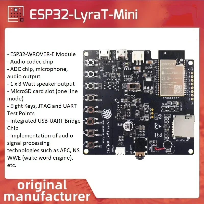 Espressif ESP32-LyraT/ESP32-LyraT-Mini Audio Development Board with ESP32-WROVER-E Module