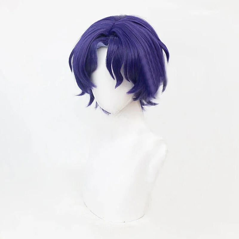 Honkai Star Rail Dr. Ratio Cosplay Wig 35cm Mixed Purple Synthetic Wigs