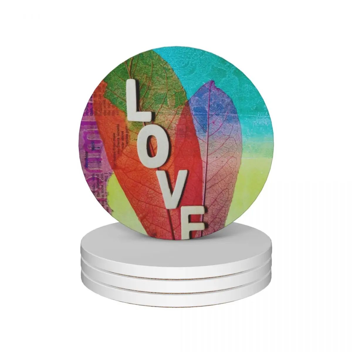 

LOVE Ceramic Coasters (Set of 4) Cup for tea personalize for ceramics custom Coasters