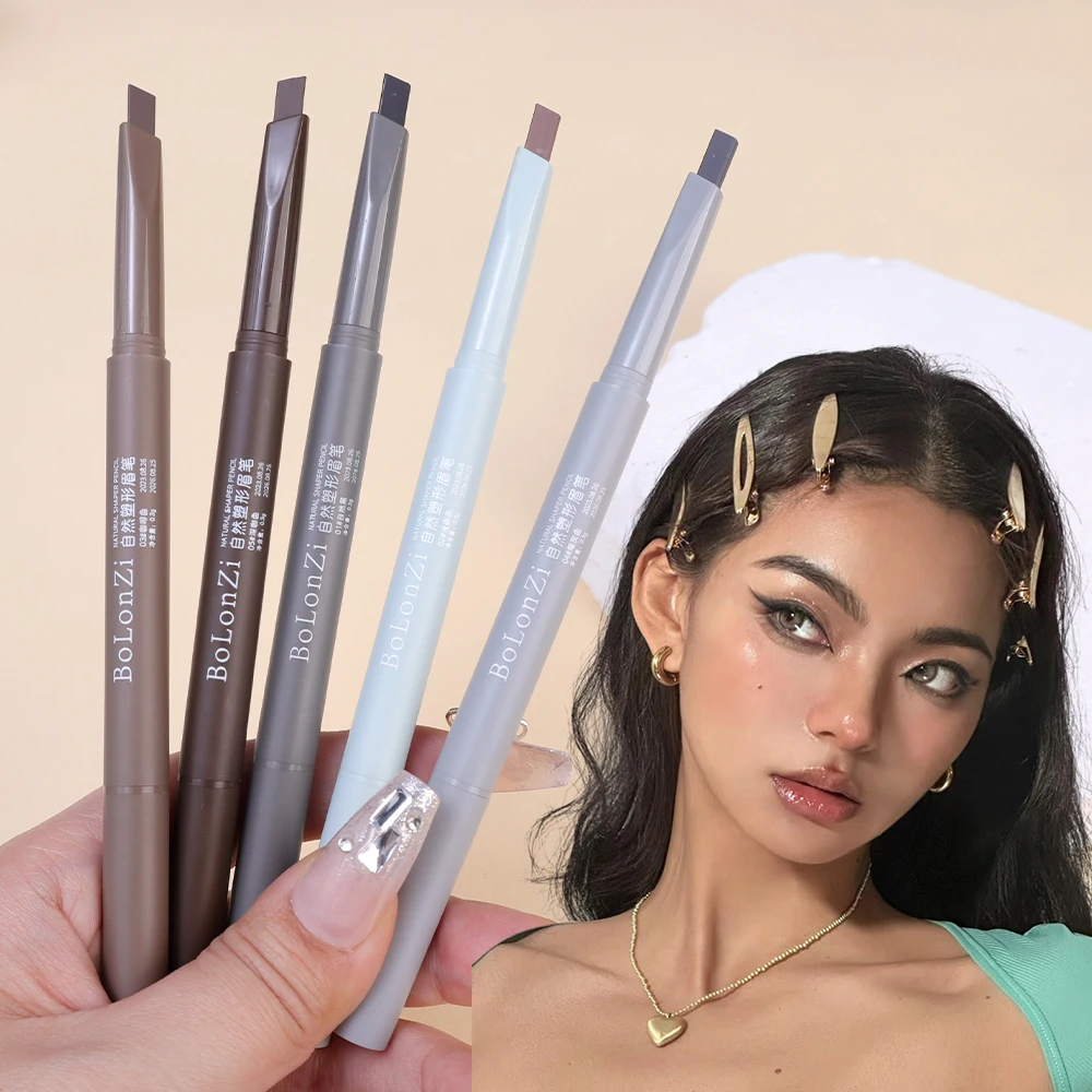 Matte Waterproof Eyebrow Pencil Lasting Natural Black Brown Brow Makeup Automatic Triangle Eyebrow Pencil with Brush Cosmetics