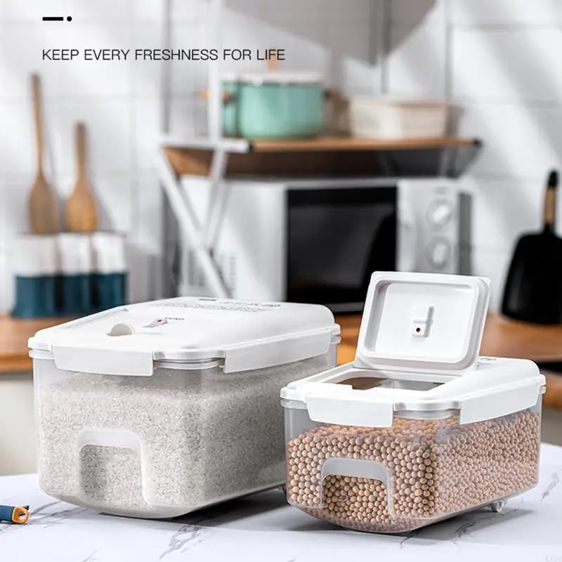 Contenitore riso Kx4B con ruote e coperchio ermetico 5 kg/10 kg Organizzatore capacità per farina cucina a casa