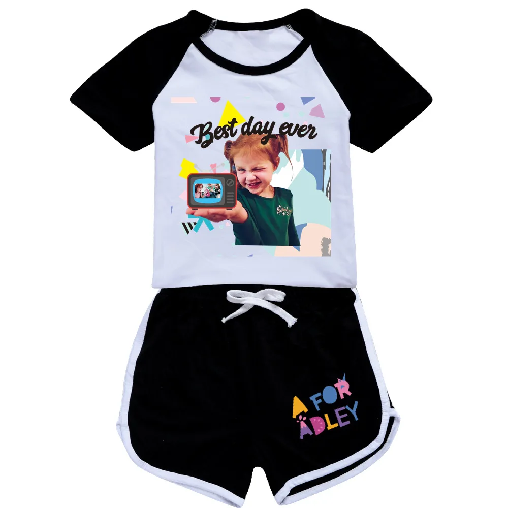 Summer Children Clothing T-Shirts+Shorts 2Pcs Outfits Girls Sportswear Boys Tracksuit A for Adley Set Kids Sleepwear Pyjamas