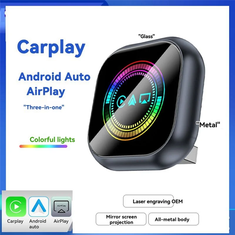 FFYY-Smart Carplay 3In1 Wireless Carplay Adapter Airplay Android Auto USB Dongle Plug And Play Wired Carplay To Wireless
