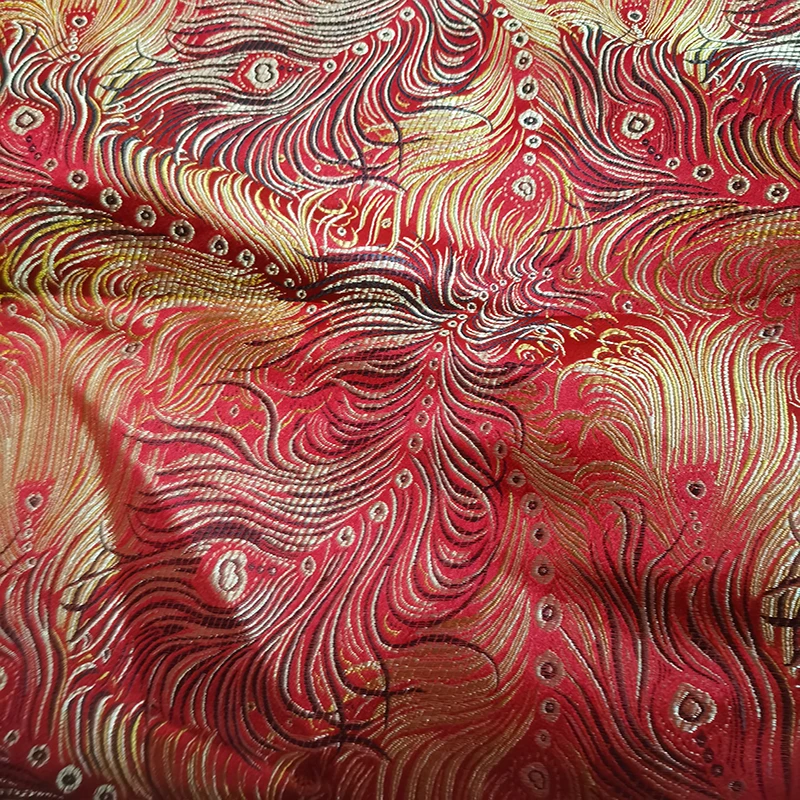 75x50cm red floral style damask silk satin brocade jacquard fabric costume upholstery furniture curtain clothing material