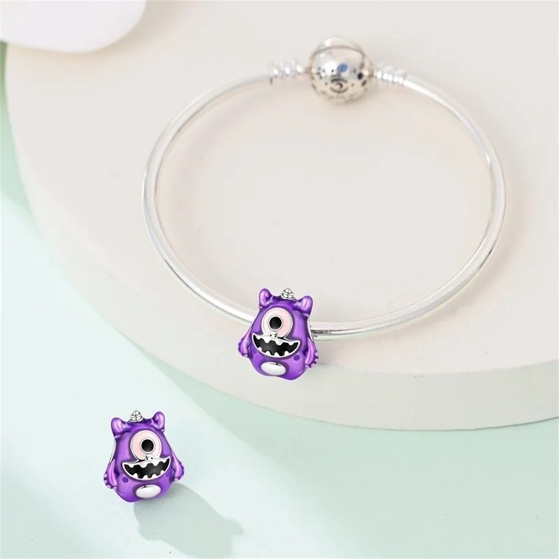 سحر الأصلي 925 فضة الأرجواني لطيف الحيوانات الأليفة الخرز صالح سوار Diy غرامة هدية المرأة حساسة مجوهرات الإكسسوار #2