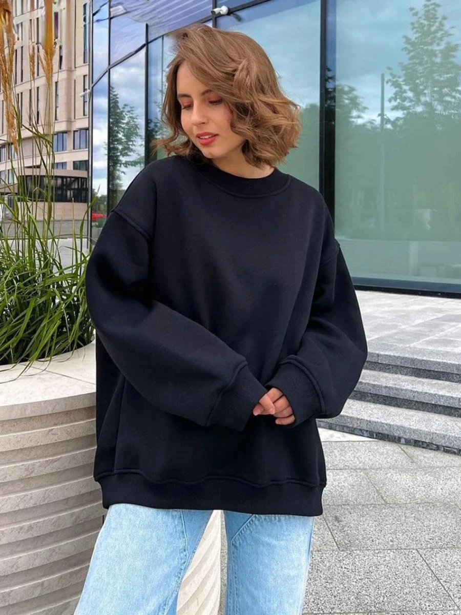 Wolfeel Oversized Hoodies & Sweatshirts for Women Autumn Winter Thick Warm Fleece Sweatshirt Girls Streetwear Loose Pullovers