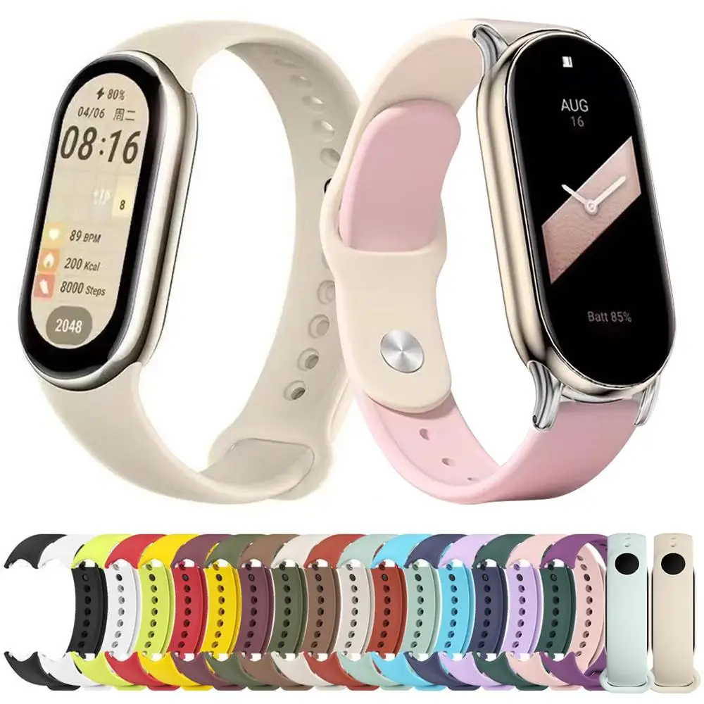 

Silicone Strap Bracelet for Xiaomi Smart Band 10 / 9 /8 Solid Color Silicone Watch Band with Metal Buckle Smartwatch Accessories
