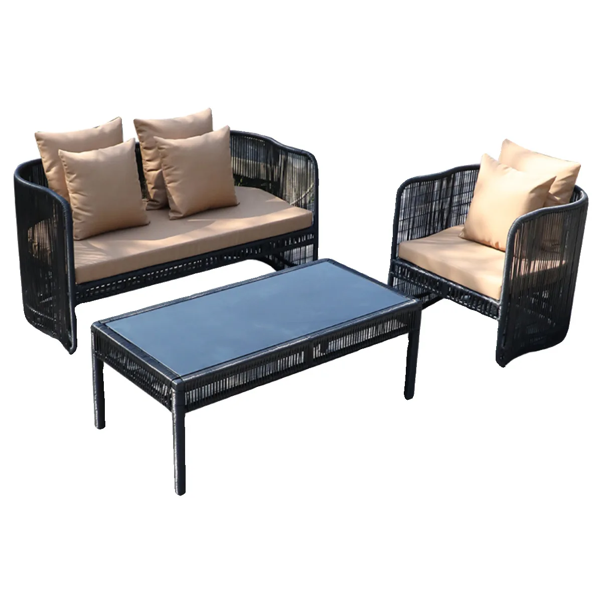 mf-Hot Selling Outdoor Premium Black  Rattan Single Sofa for Poolside Ergonomic Design with Luxurious Comfort&