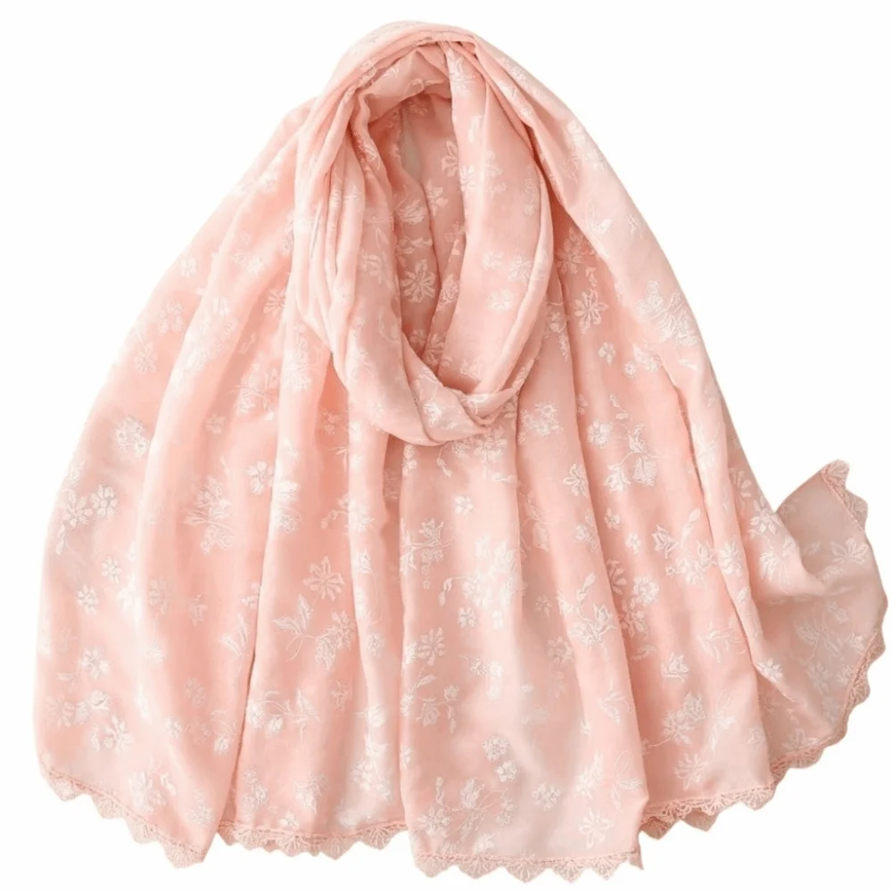 

Элегантный шарф с вышивкой, тонкий, однотонный, с защитой от солнца, 180*90 см, с цветочной вышивкой, женский платок для головы