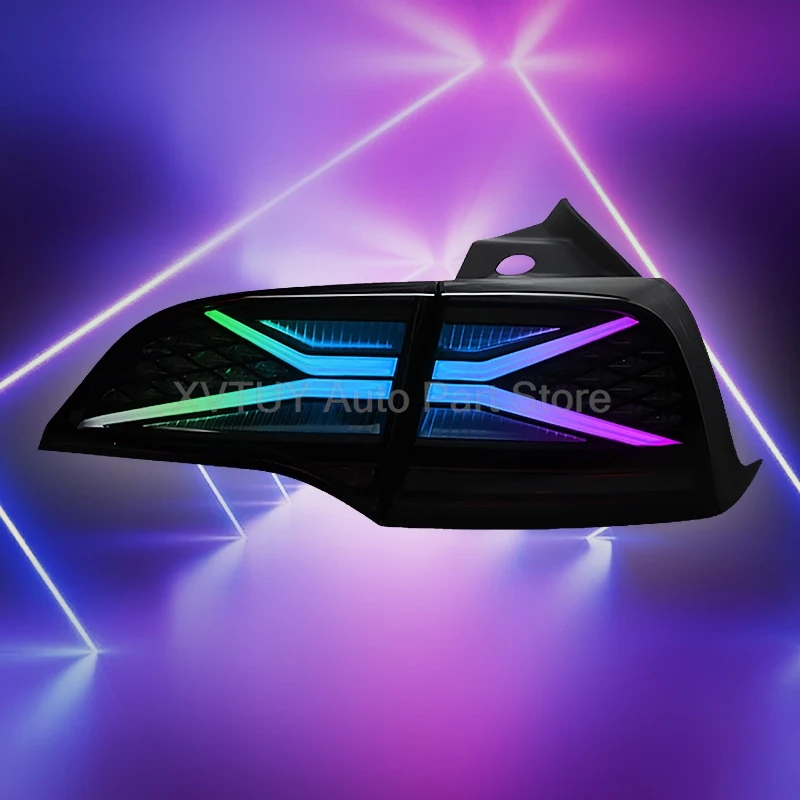 

Задний фонарь в сборе для модели Tesla 3 Y RGB, цветной светодиодный дневной ходовой указатель поворота, светодиодная лампа Plug-Play