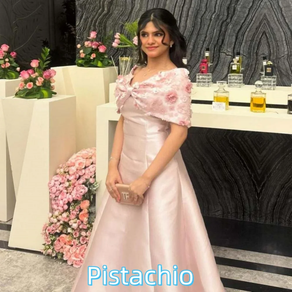 

Customized Exquisite Off The Shoulder Prom Dress Flower Applique Charming A-line Floor Length Party Dress Women Evening Gown