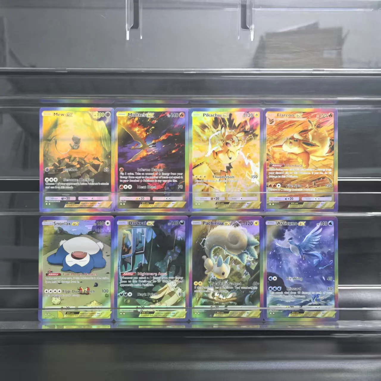 

8 шт. коллекционные карты покемонов POCKET BASIC Пикачу Mew Snorlax Moltres EX Articuno Flareon классическая игра аниме карты подарочные игрушки